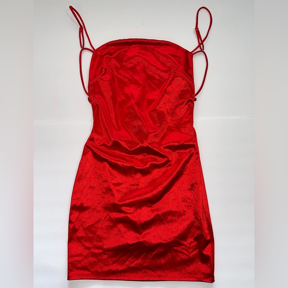 Red Satin Backless Dress